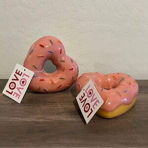 Pink Heart Shaped Sprinkle Donut Ceramic Valentine’s Day Holiday Decor